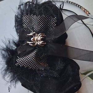 Gothic Spider Bow with Sparkly Black Scrunchie